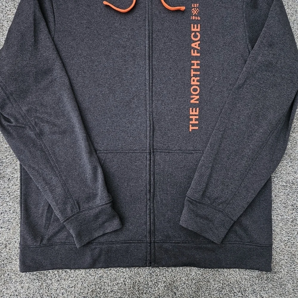 North Face Men’s Zip Up Sweatshirt Size XL Full Zip Hoodie Jacket Gray Orange